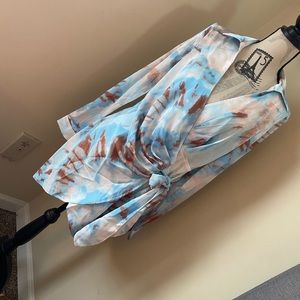 Baby blu tie dyeish wrap dress